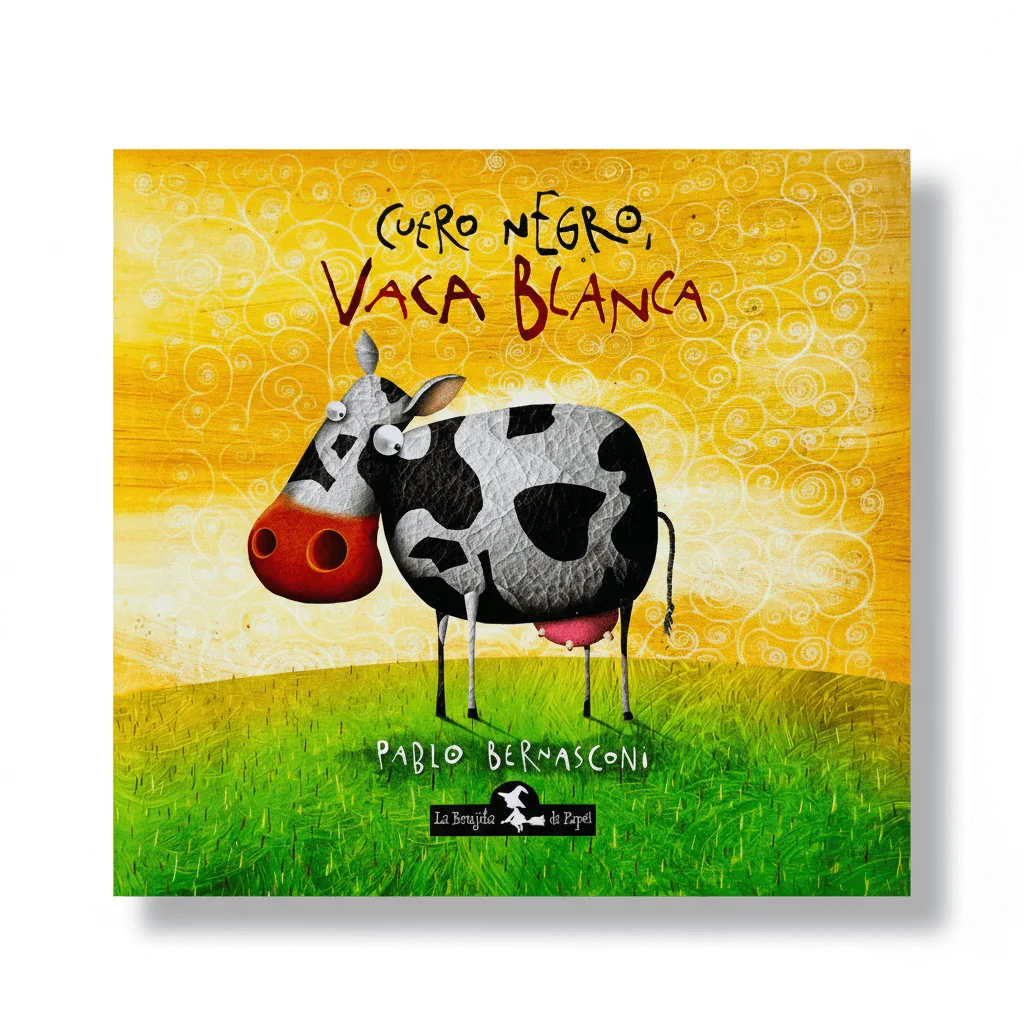 Cuero negro vaca blanca